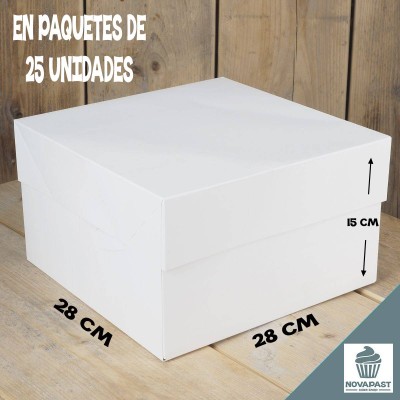 Sturdy White Cake Box 28x28x15cm - FunCakes Savings