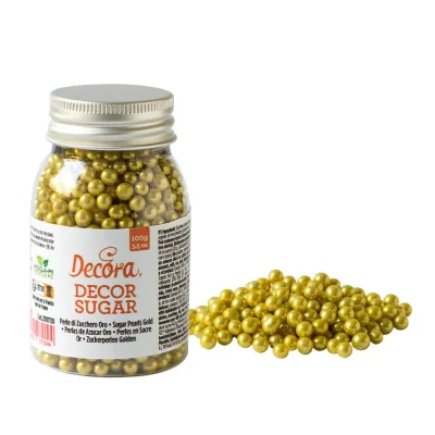 DECORATE 100 GR. JAR STANDARD GOLD PEARLS 5 MM