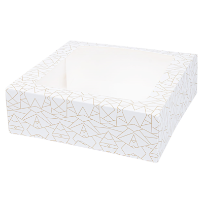WHITE PASTRY BOX WITH WINDOW 28X28X10 CM (UNIT)