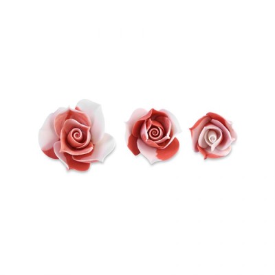 SET DE 3 ROSAS DE AZUCAR ROJAS MATIZADAS 3-4,5 CM