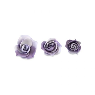 SET DE 3 ROSAS DE AZUCAR LILA MATIZADAS 3-4,5 CM