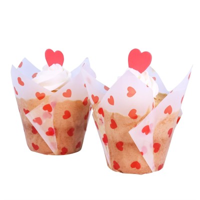 "Set PME de 24 Tulipas para Muffins con Diseño de Corazones Amorosos"