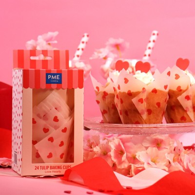 PME SET OF 24 LOVE HEARTS MUFFIN CUPS