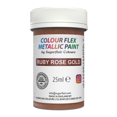 "Pintura Metálica Ruby Rosado Sugarflair 25gr - Realza tus Creaciones Dulces"