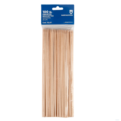 GDP BROCHETA PALILLO 25 CMS MADERA NAT. (100 UNDS)