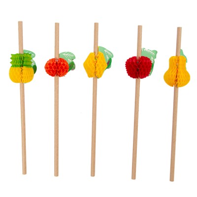 GDP SET DE 100 PAJITAS PAPEL FRUTAS VARIADAS 23CM