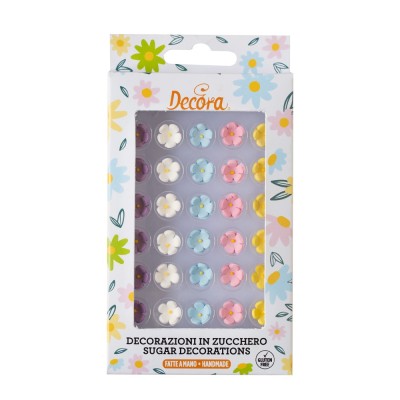 DECORA CASE 30 SUGAR FLOWERS ASSORTED COLORS