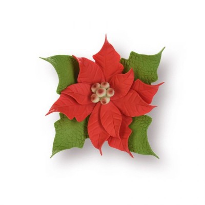 MODECOR SET OF 10 POINSETTIA FLOWERS 10.5CM SUGAR PASTE