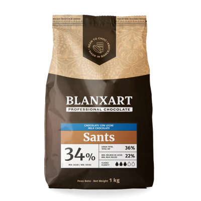 BLANXART CHOCOLATE SANTS 34% PURE WITH MILK (1 KG)