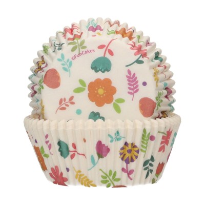 FUNCAKES SET DE 48 CAPSULAS PAPEL CUPCAKES FLORAL