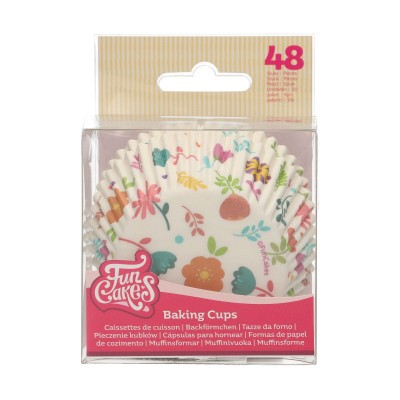 FUNCAKES SET DE 48 CAPSULAS PAPEL CUPCAKES FLORAL