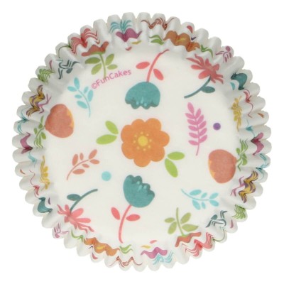 FUNCAKES SET DE 48 CAPSULAS PAPEL CUPCAKES FLORAL