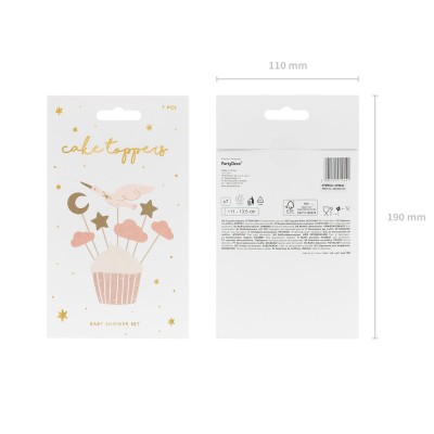 PARTYDECO SET 7 TOPPERS CUPCAKES CIGUEÑA