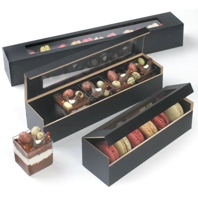 Caja Luxe Negra para 12 Macarons - Elegancia y Sabor