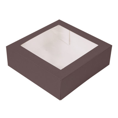 "BAKERY BOX WITH WINDOW BROWN 23X23X7.5 CM"