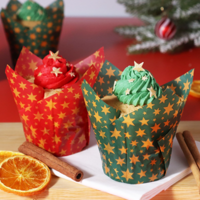 Tulipas Navideñas PME: Decora tus muffins festivos