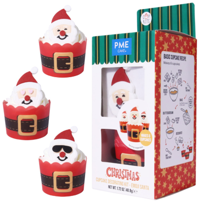 Decora cupcakes navideños con el set de Papa Noel PME