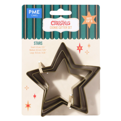 Cortadores de Estrellas PME: Set de 3 en Metal Durable