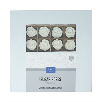 PME Set de 36 Rosas de Azúcar Comestible Blancas 4 cm