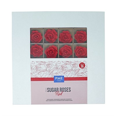 PME Set de 36 Rosas de Azúcar Comestible 4 cm Rojas