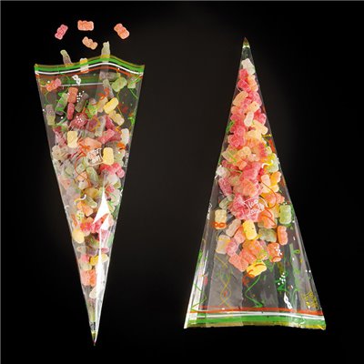 SET 100 BOLSAS TRIANGULO CONO CHUCHES 20X39,5 CM