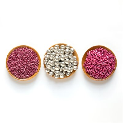 DECORA SET 3 BOTES 85 GR MIX SPRINKLES ROSA PLATA