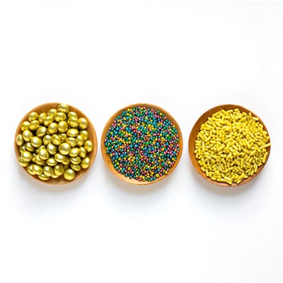 DECORA SET 3 BOTES 85 GR MIX SPRINKLES ORO COLORES