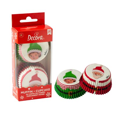 DECORA SET 36 CAPSULA PAPEL PAPA NOEL/ELFO 50X32MM