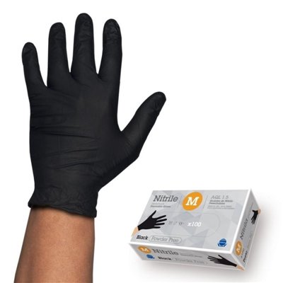 CAJA DE 100 GUANTES DE NITRILO NEGROS TALLA M