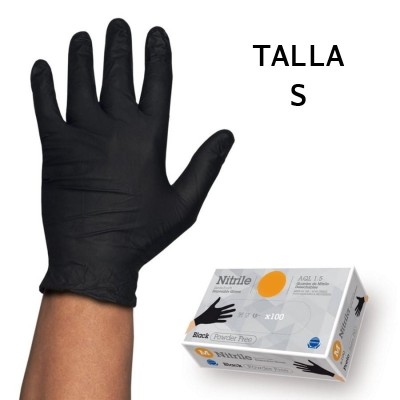 Guantes de nitrilo negros talla S - Caja de 100 unidades