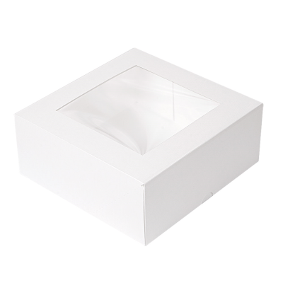 Sturdy Self-Assembling White Cake Box 18x18x7.5 cm