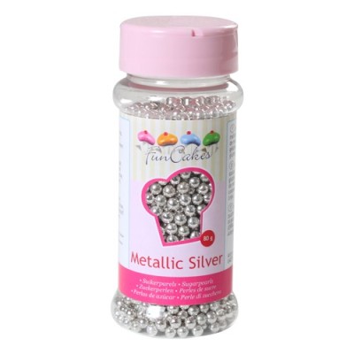 FUNCAKES PERLAS DE AZUCAR PLATA METALIZAD(80 GRMS)