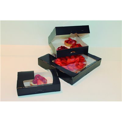 CAJA CON VENTANA NEGRA "DELUXE" 23X23X5 CMS (UND)